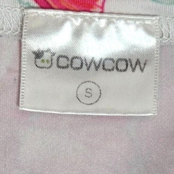 COW COW Girl's White Ocean Fish Beach Print Short Sleeve Skater Dress Size Small - Picture 5 of 6